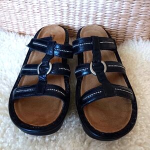 NAOT Brasilia Black Gloss Leather Sandals size 10/41